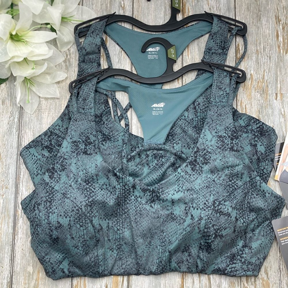 Women’s Snakeskin Print Active Sports Bra 2-Pack Size XL